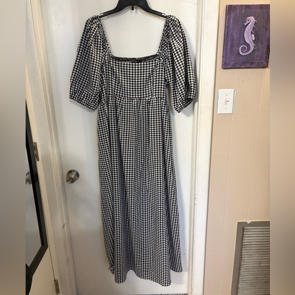 Nasty gal petite gingham square neck maxi dress US12